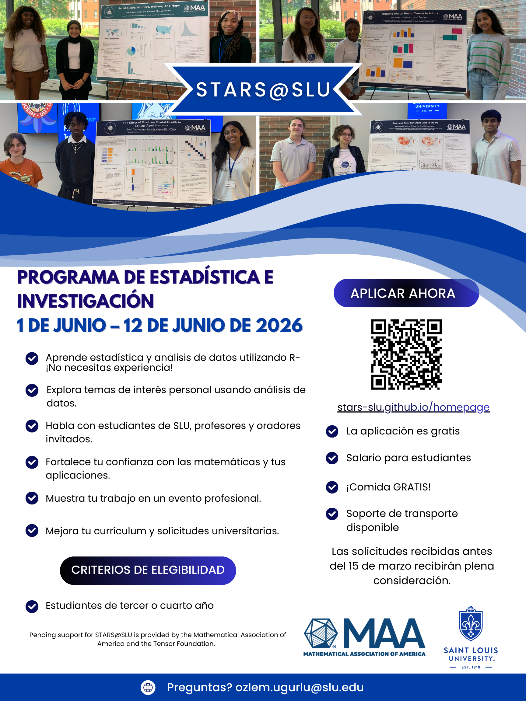 2026 STARS@SLU program flyer in Spanish